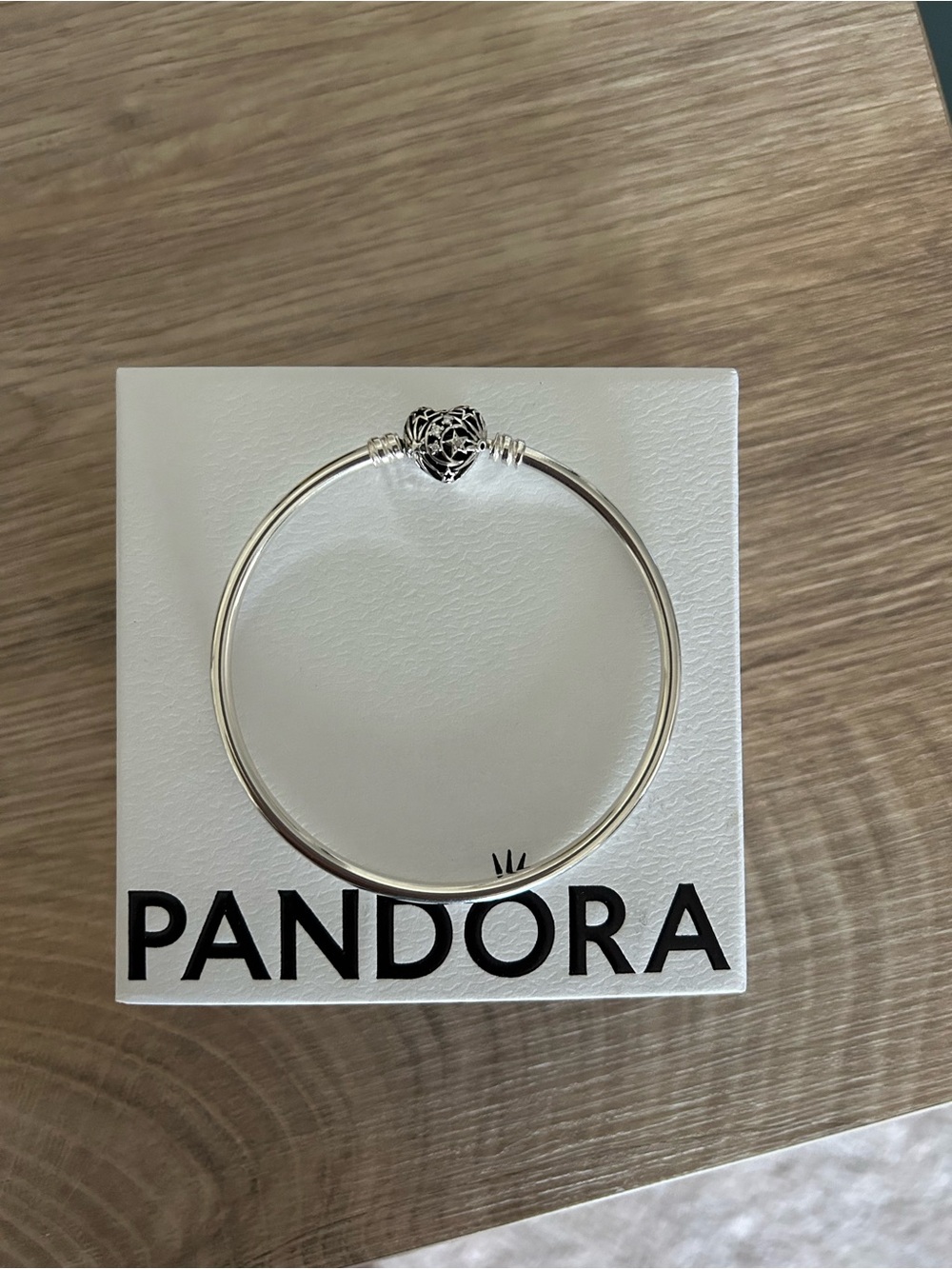 Pandora Silver Bangle with celestial heart clasp